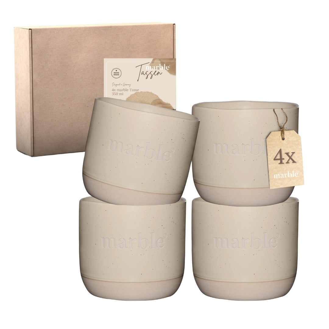 4x marble® Kaffeetassen – Stilvolles Design, 350 ml Fassung, pure Me-Time