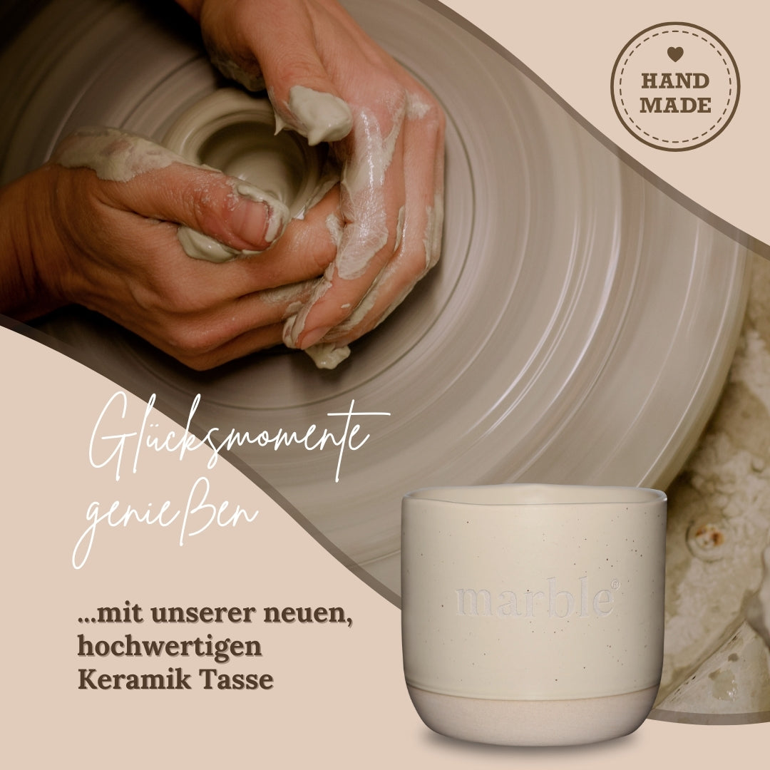 Kaffeetassen 4er-Set – Für dein tägliches Kollagen-Ritual | Keramik in Creme-Beige | 350 ml