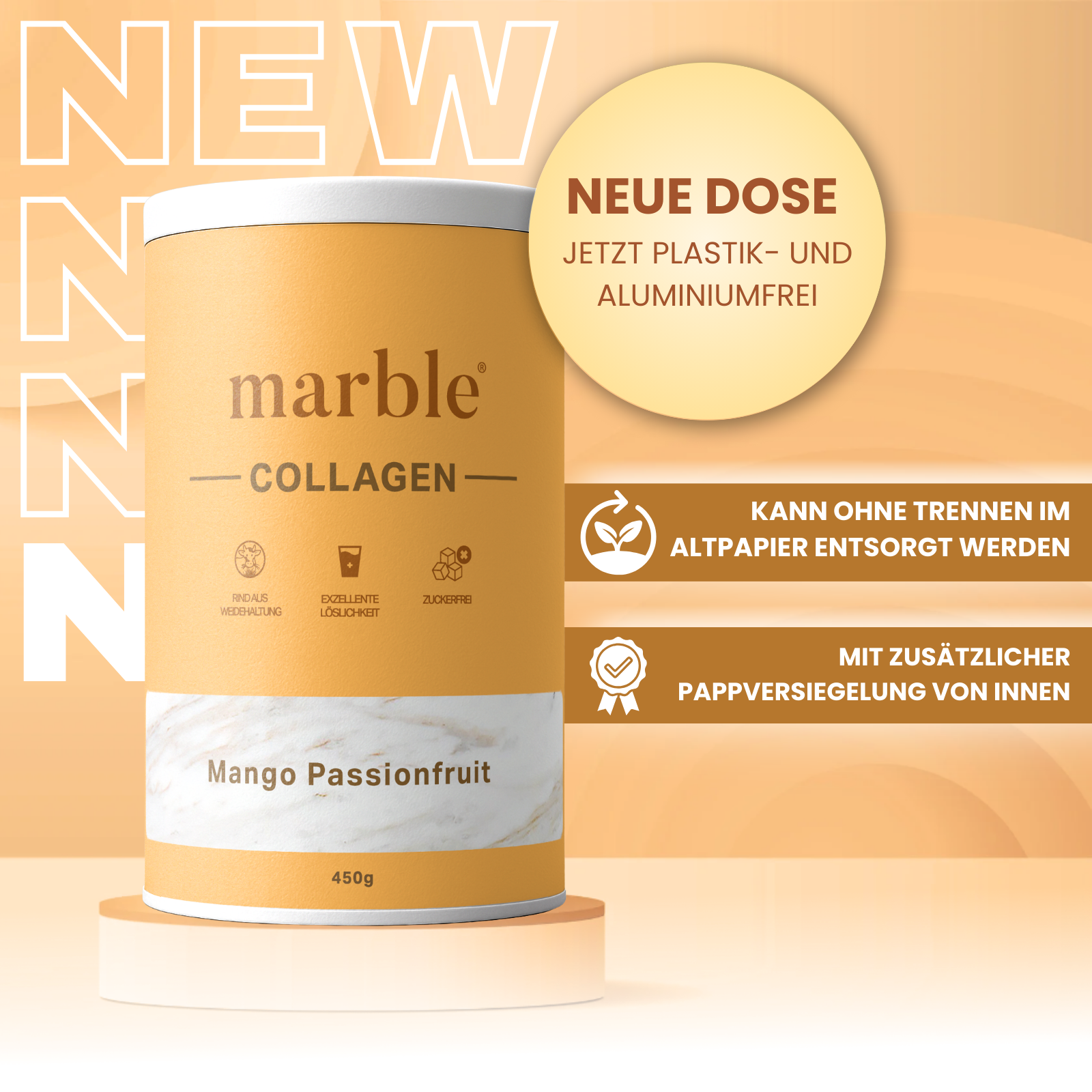 Collagen – Mango-Passionfruit | Kollagenpeptide mit natürlichem Aroma | 450 g