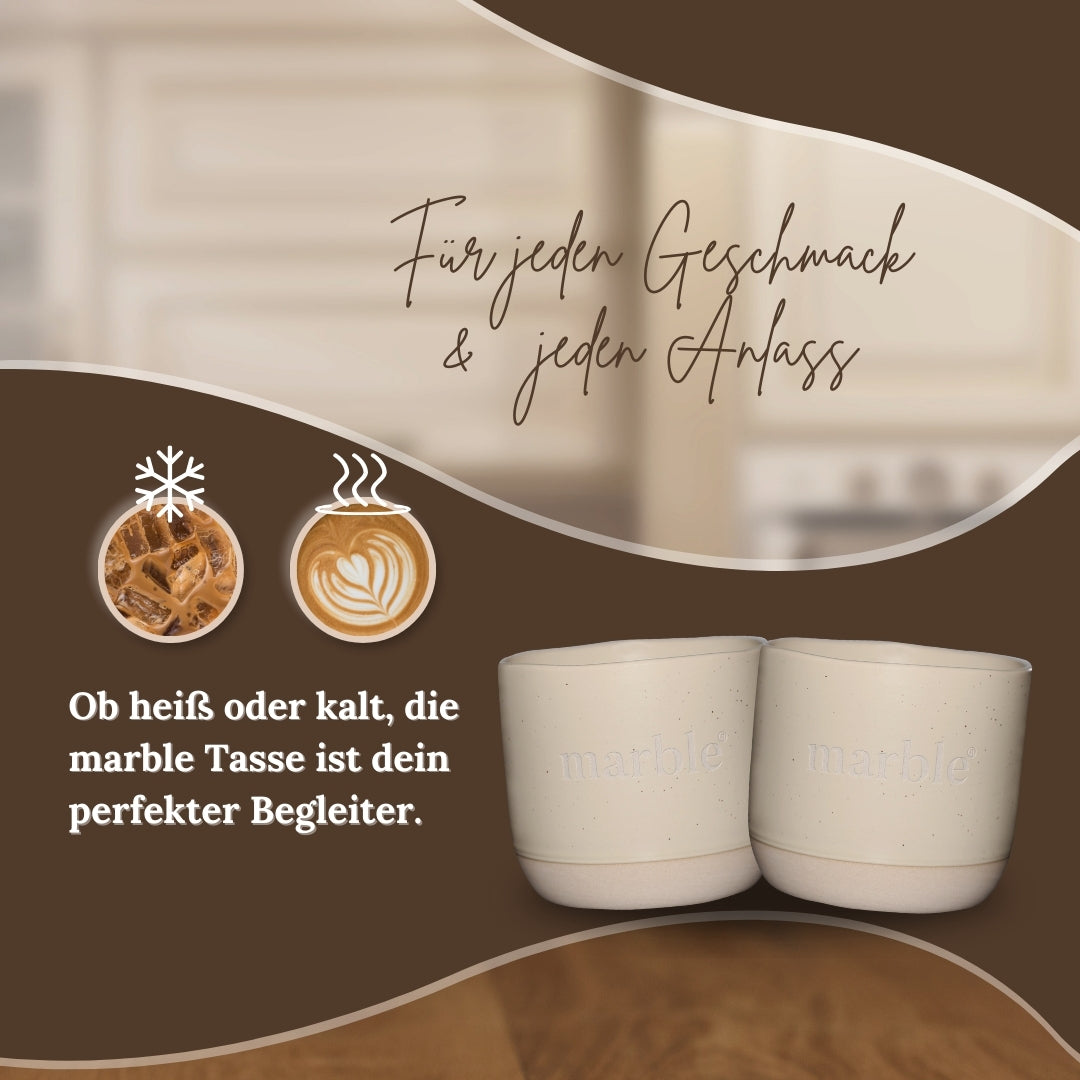 Kaffeetassen 4er-Set – Für dein tägliches Kollagen-Ritual | Keramik in Creme-Beige | 350 ml