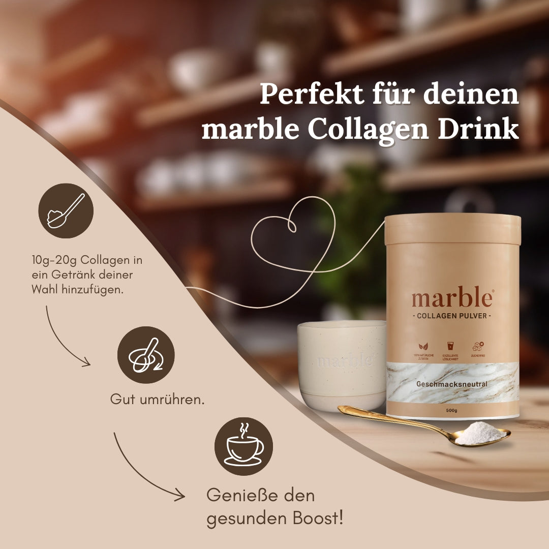 Kaffeetassen 4er-Set – Für dein tägliches Kollagen-Ritual | Keramik in Creme-Beige | 350 ml