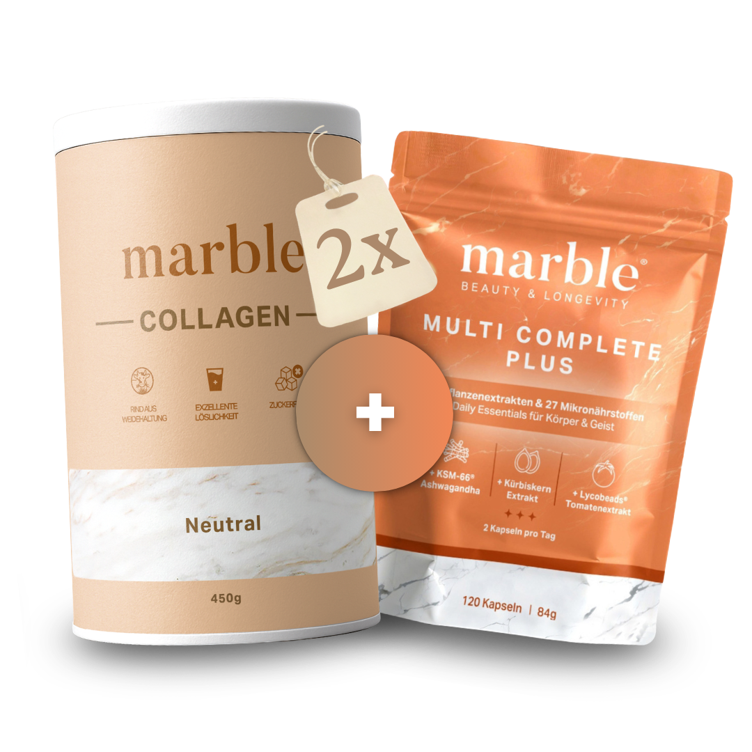 Collagen Duo + Multi Complete – 2×450g Weidekollagen + 120 Kapseln Vitalstoffe | Das 100-Tage-Set