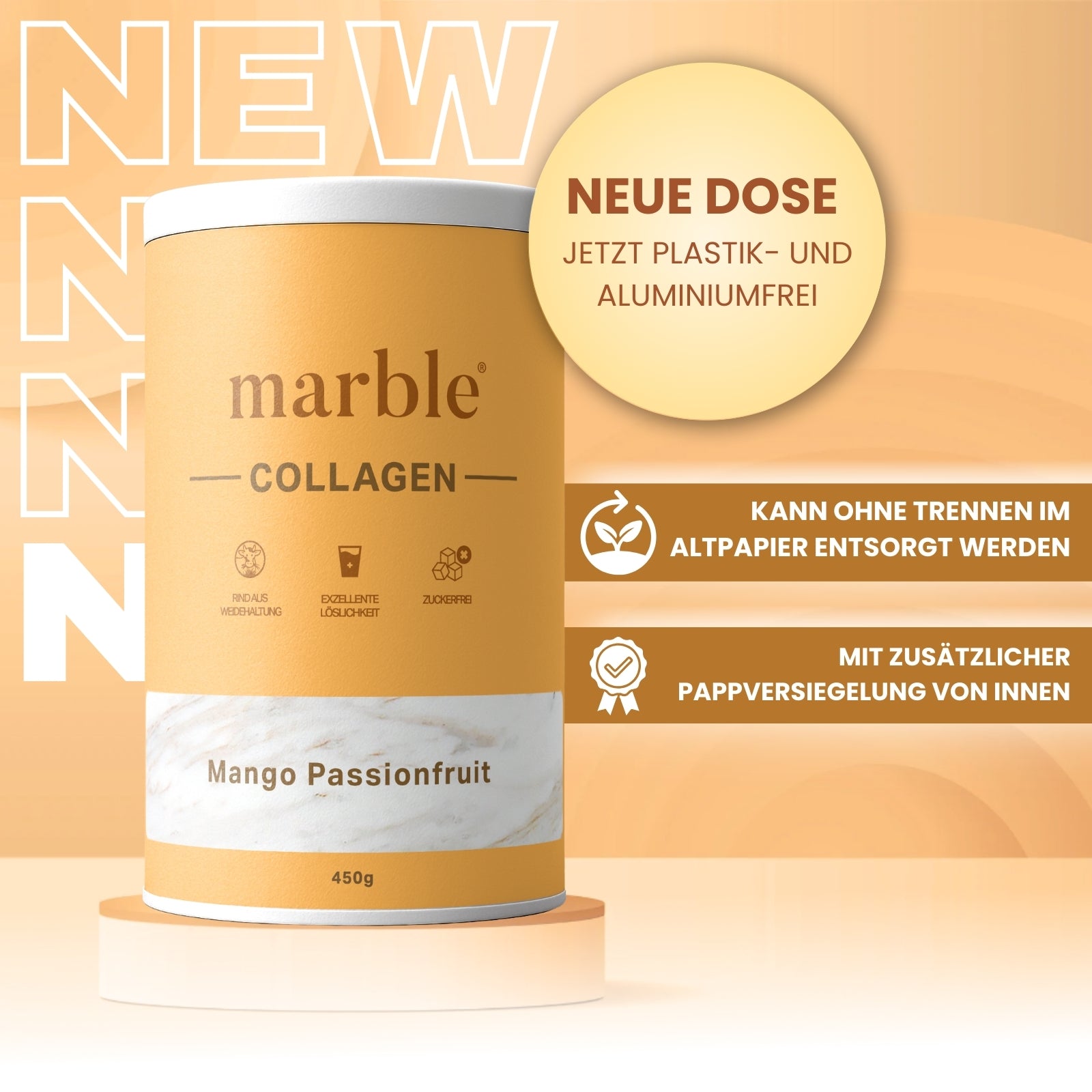 Collagen – Mango-Passionfruit | Kollagenpeptide mit natürlichem Aroma | 450 g