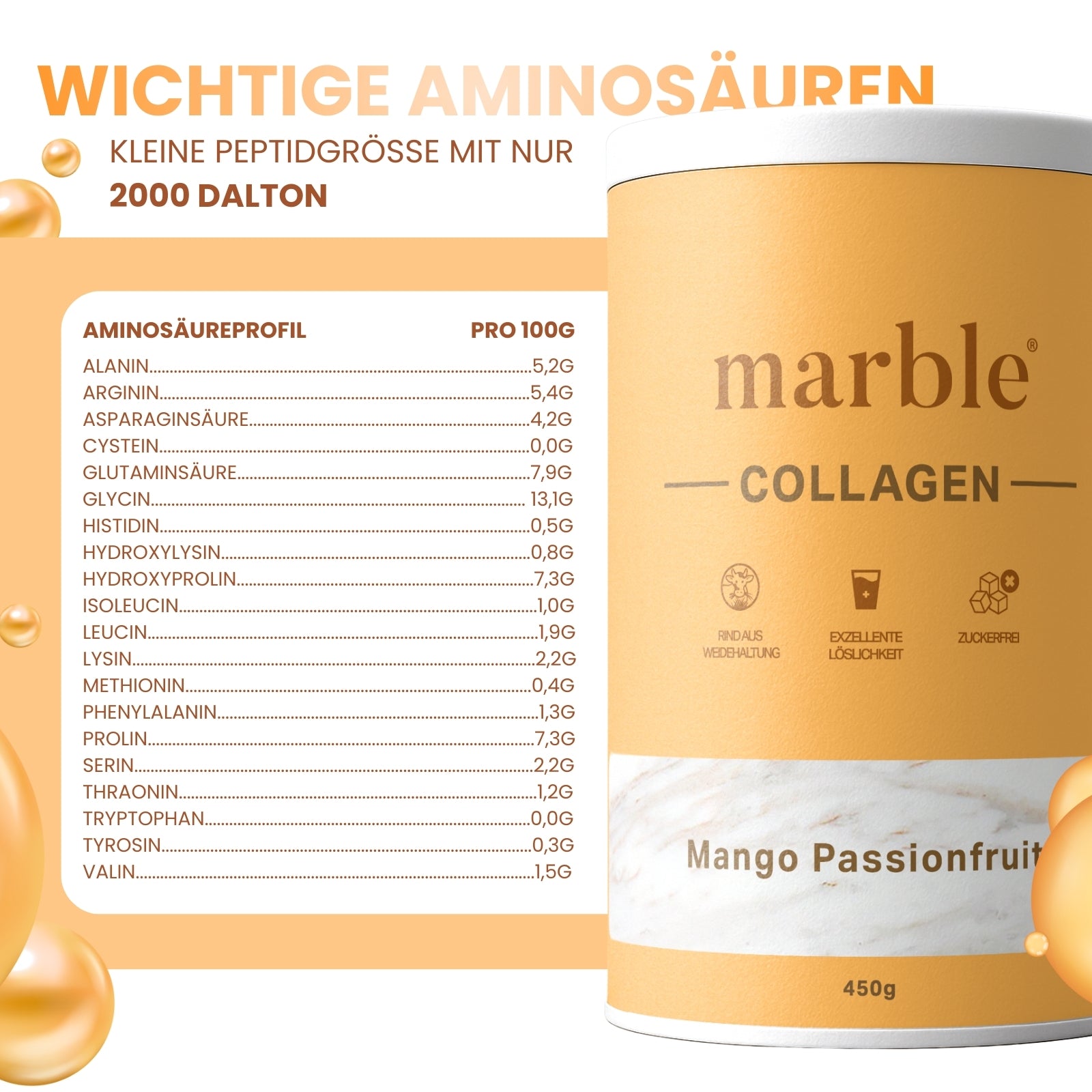 Collagen – Mango-Passionfruit | Kollagenpeptide mit natürlichem Aroma | 450 g