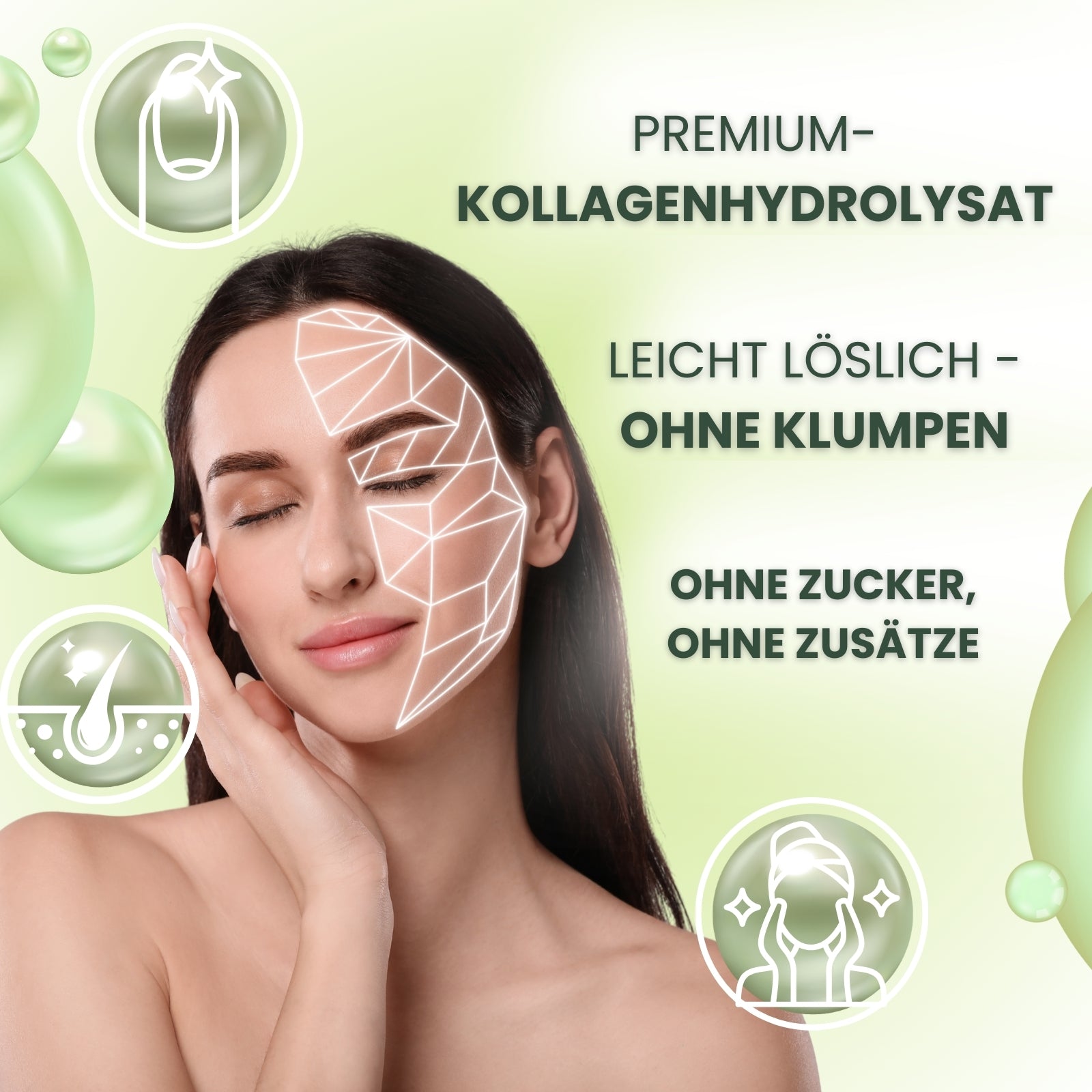 Collagen – Matcha | Kollagenpeptide mit 10 % Matcha-Pulver | 450 g