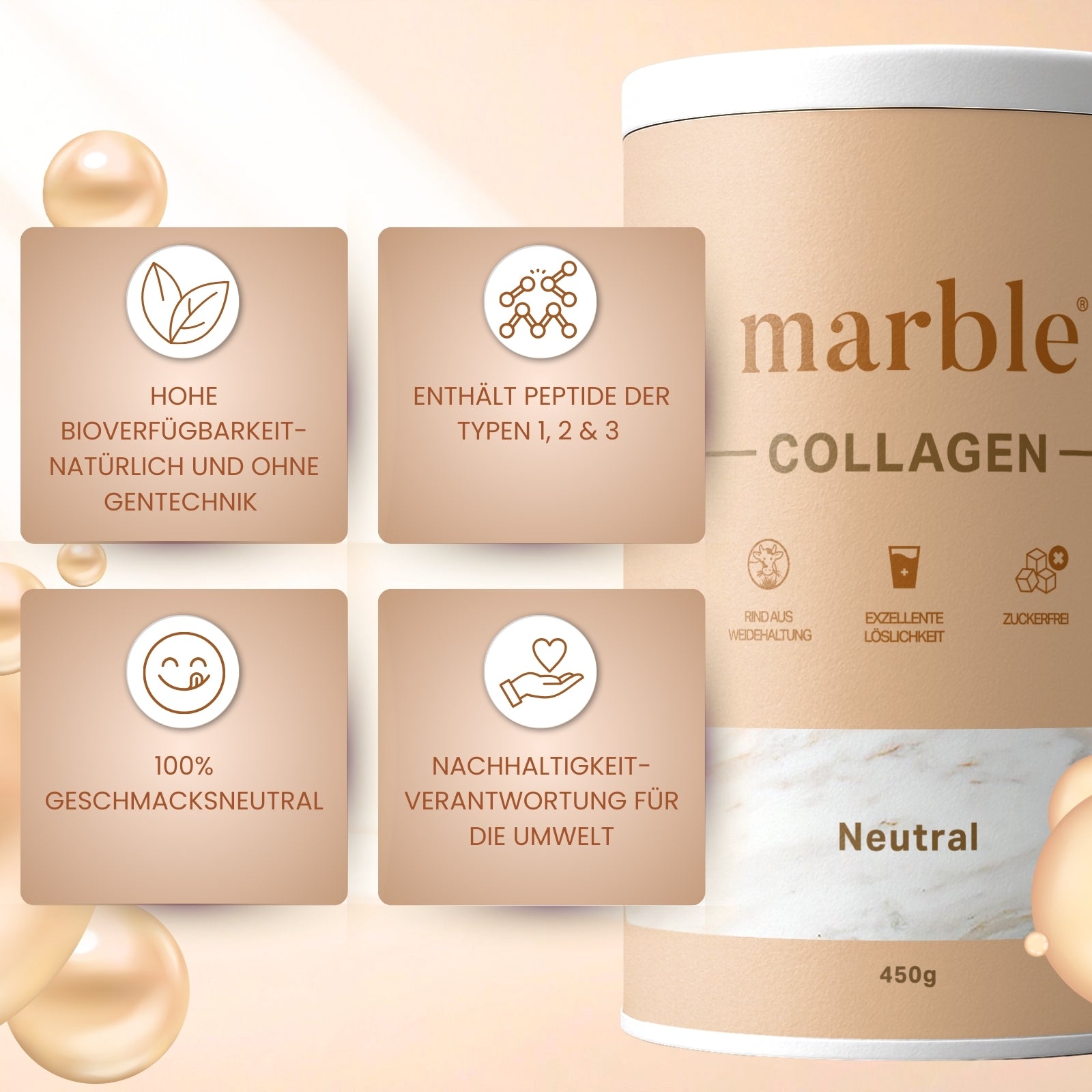 Collagen – Neutral | 100 % Reines Kollagenhydrolysat | 450 g