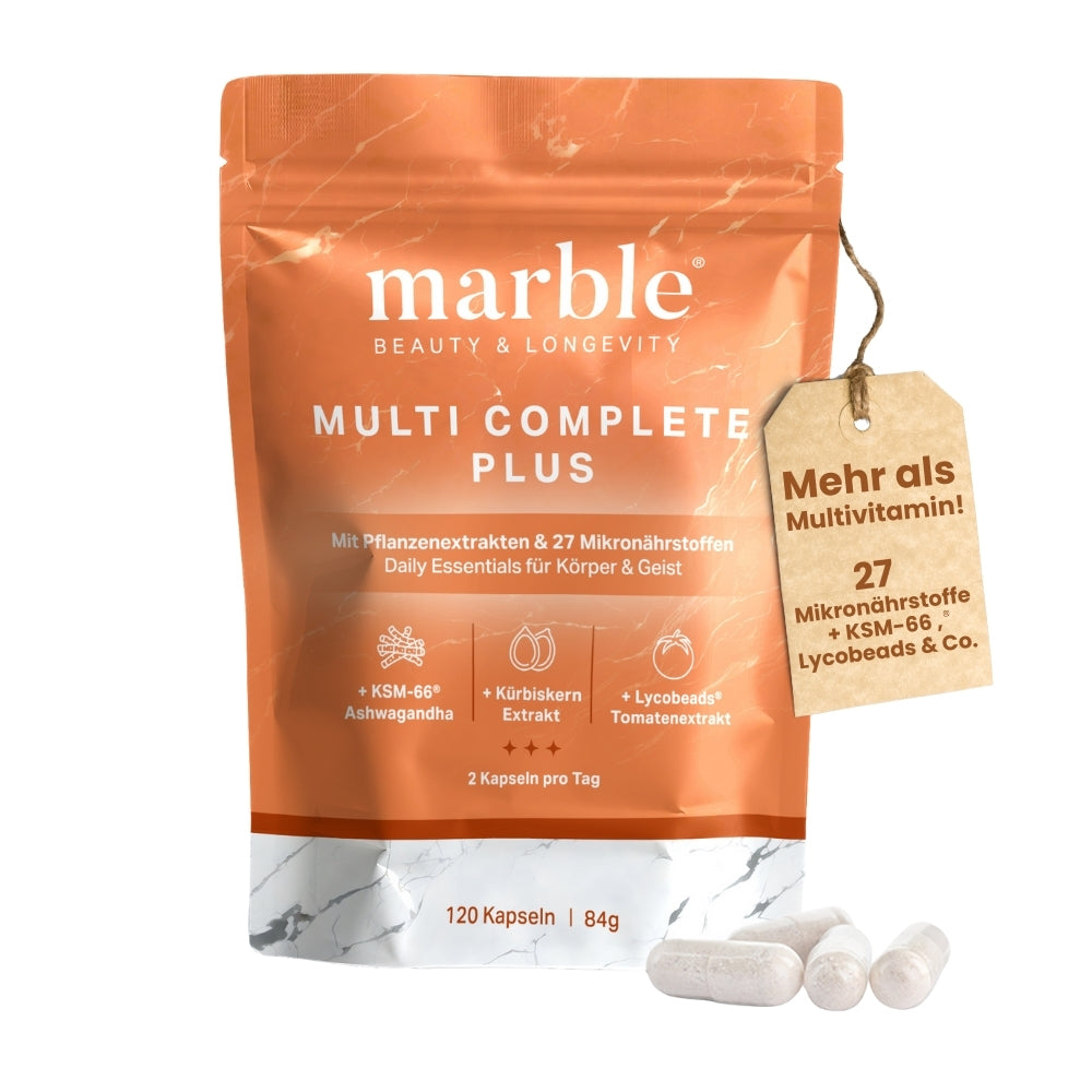 Multi Complete Plus mit 27 Mikronährstoffen & Pflanzenextrakten.