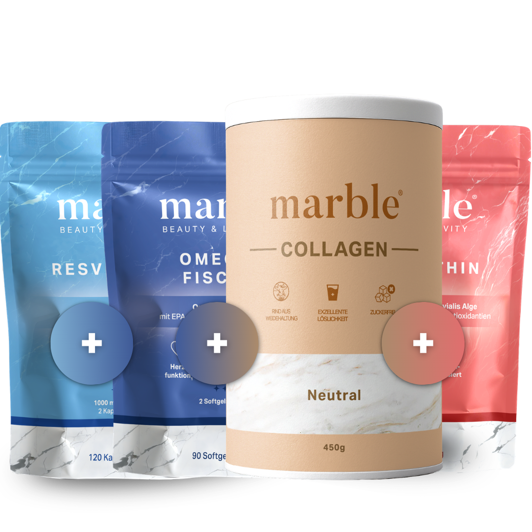 Complete Pro – Collagen + Omega-3 + Resveratrol + Astaxanthin | Das 4-Produkt Longevity-Set