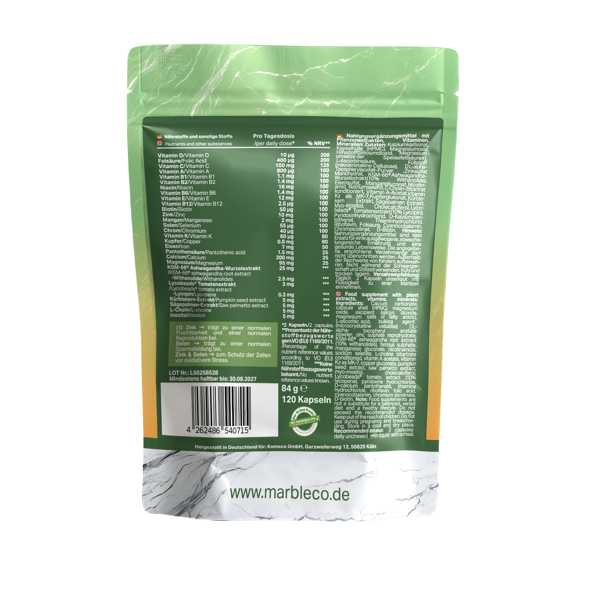 Prosta Vital – Prostata Komplex mit Zink & Pflanzenextrakten (120 vegane Kapseln)