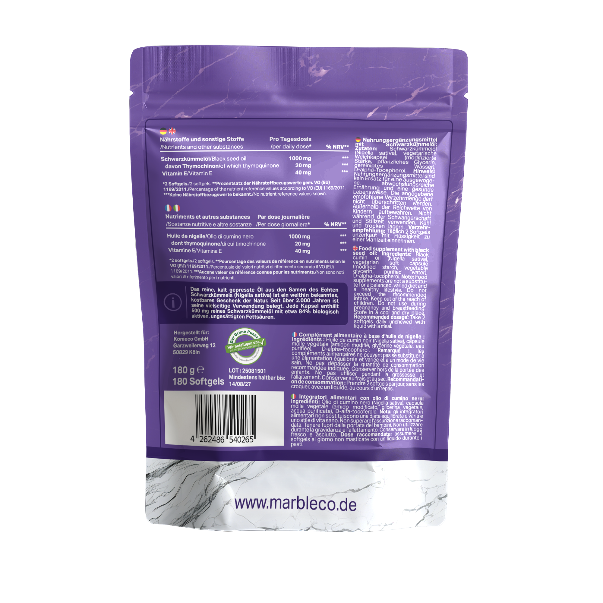 Schwarzkümmelöl – 100 % kaltgepresst & hochdosiert in veganen Softgels