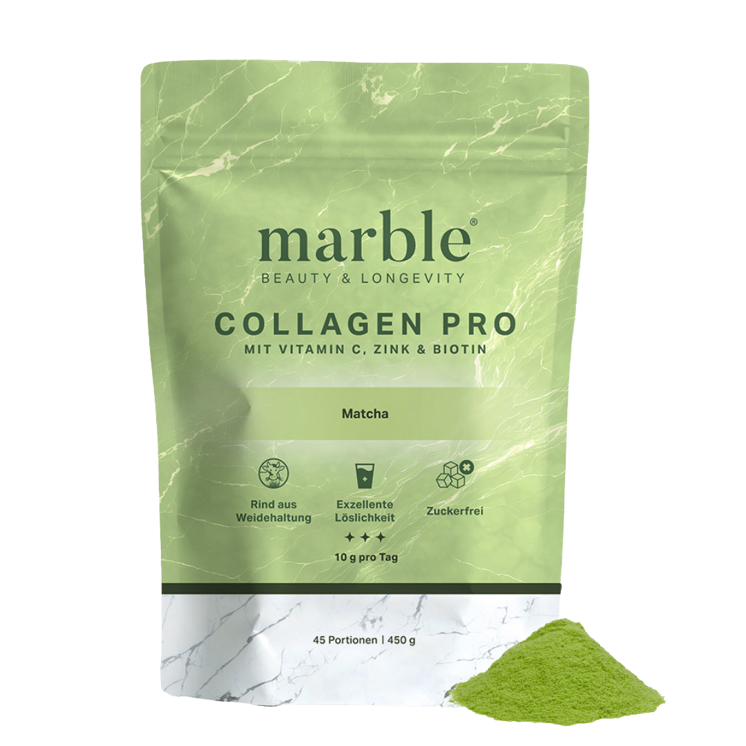 Collagen Pro – Matcha 450g | Reines Weidekollagen mit Vitamin C, Zink & Biotin