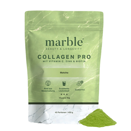 Collagen Pro – Matcha 450g | Reines Weidekollagen mit Vitamin C, Zink & Biotin