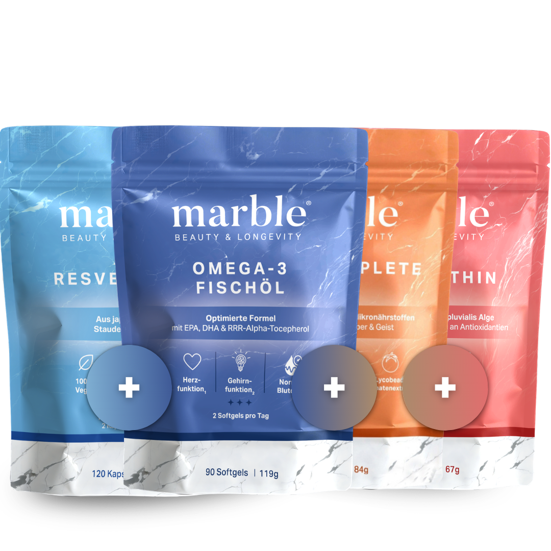 360° Essentials – Resveratrol + Omega-3 + Astaxanthin + Multi Complete | Das 4-Produkt Kapsel-Set