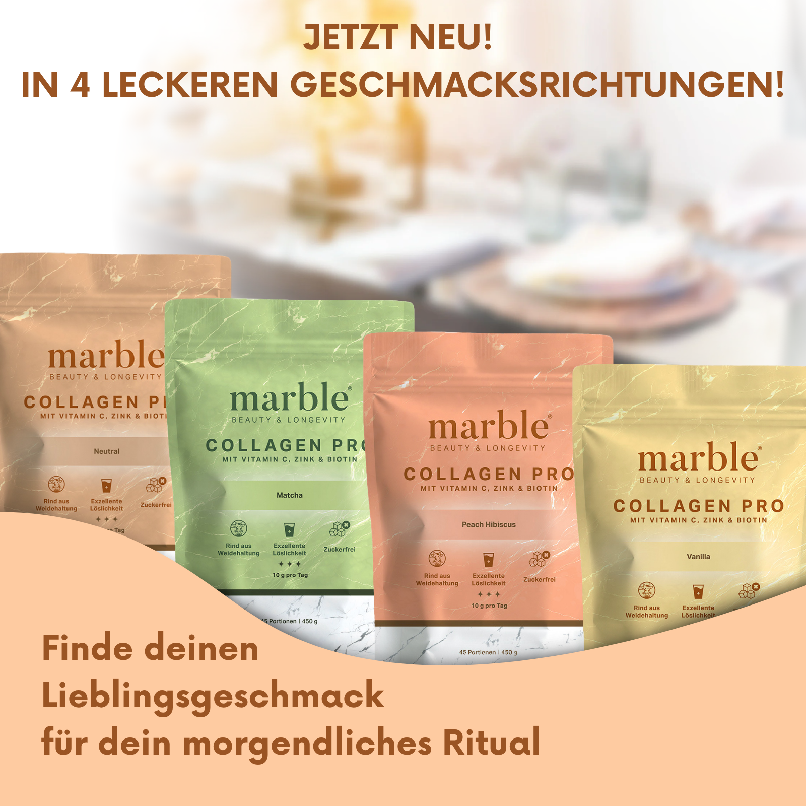 Collagen Pro Geschmacksneutral 450g – Reines Weidekollagen mit Vitamin C, Zink & Biotin