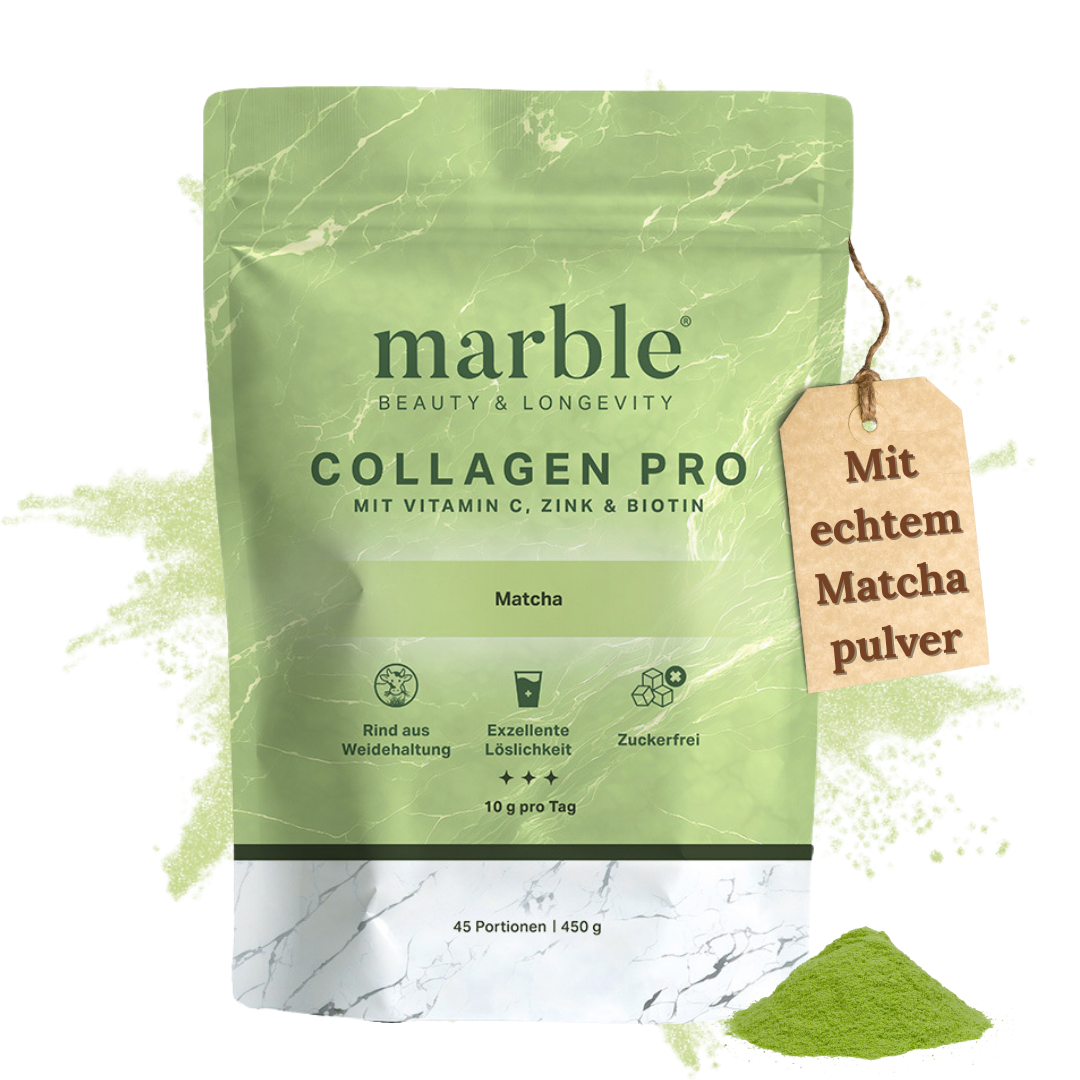 Collagen Pro – Matcha 450g | Reines Weidekollagen mit Vitamin C, Zink & Biotin