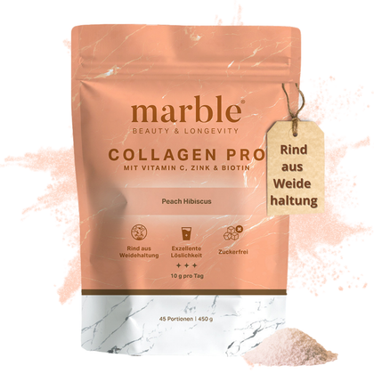 Collagen Pro – Peach Hibiscus 450g | Reines Weidekollagen mit Vitamin C, Zink & Biotin