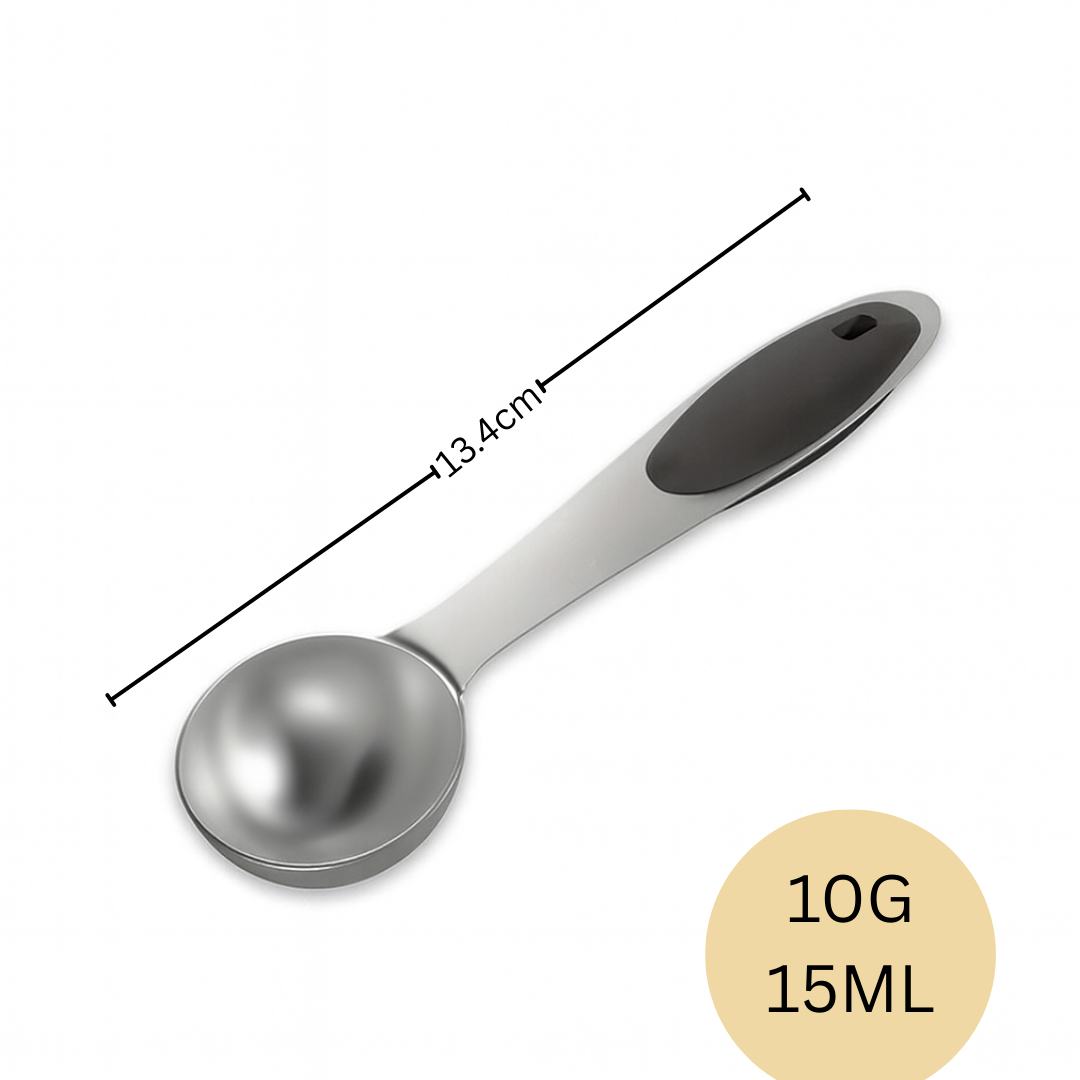 Edelstahl-Messlöffel 10g (1 EL) – mit rutschfestem Silikongriff, robust & spülmaschinengeeignet