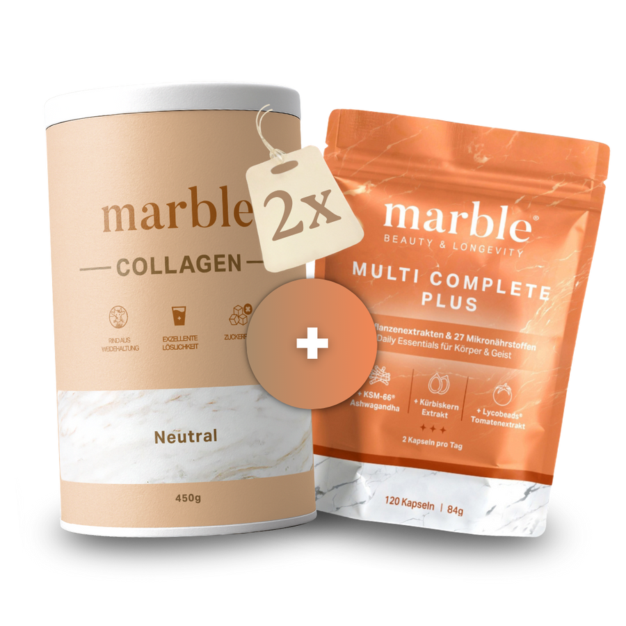 Collagen Duo + Multi Complete – 2×450g Weidekollagen + 120 Kapseln Vitalstoffe | Das 100-Tage-Set