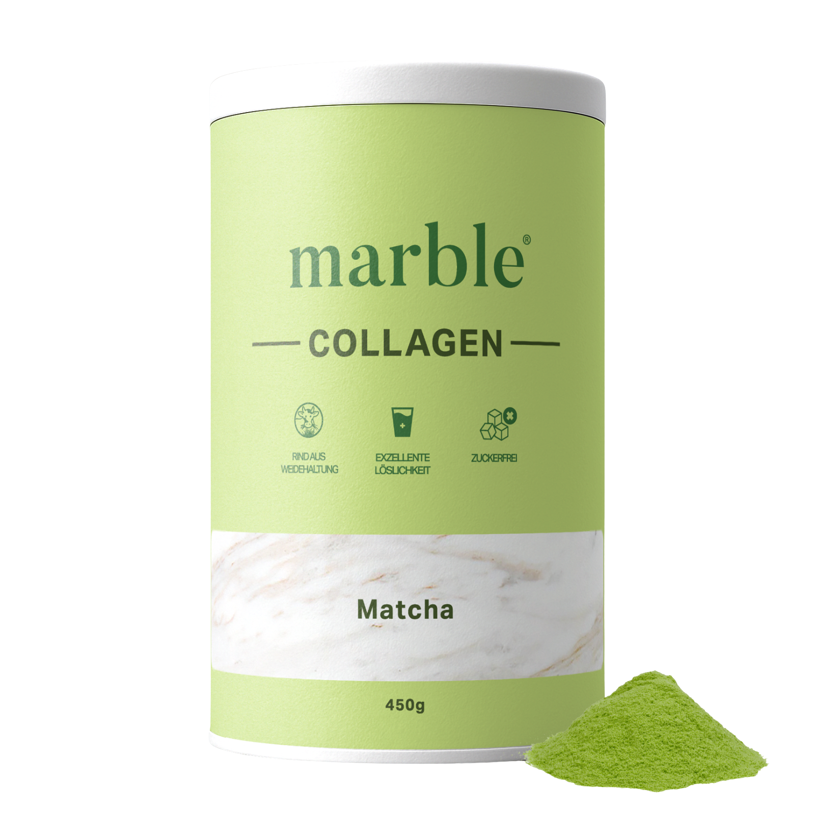Collagen – Matcha | Kollagenpeptide mit 10 % Matcha-Pulver | 450 g
