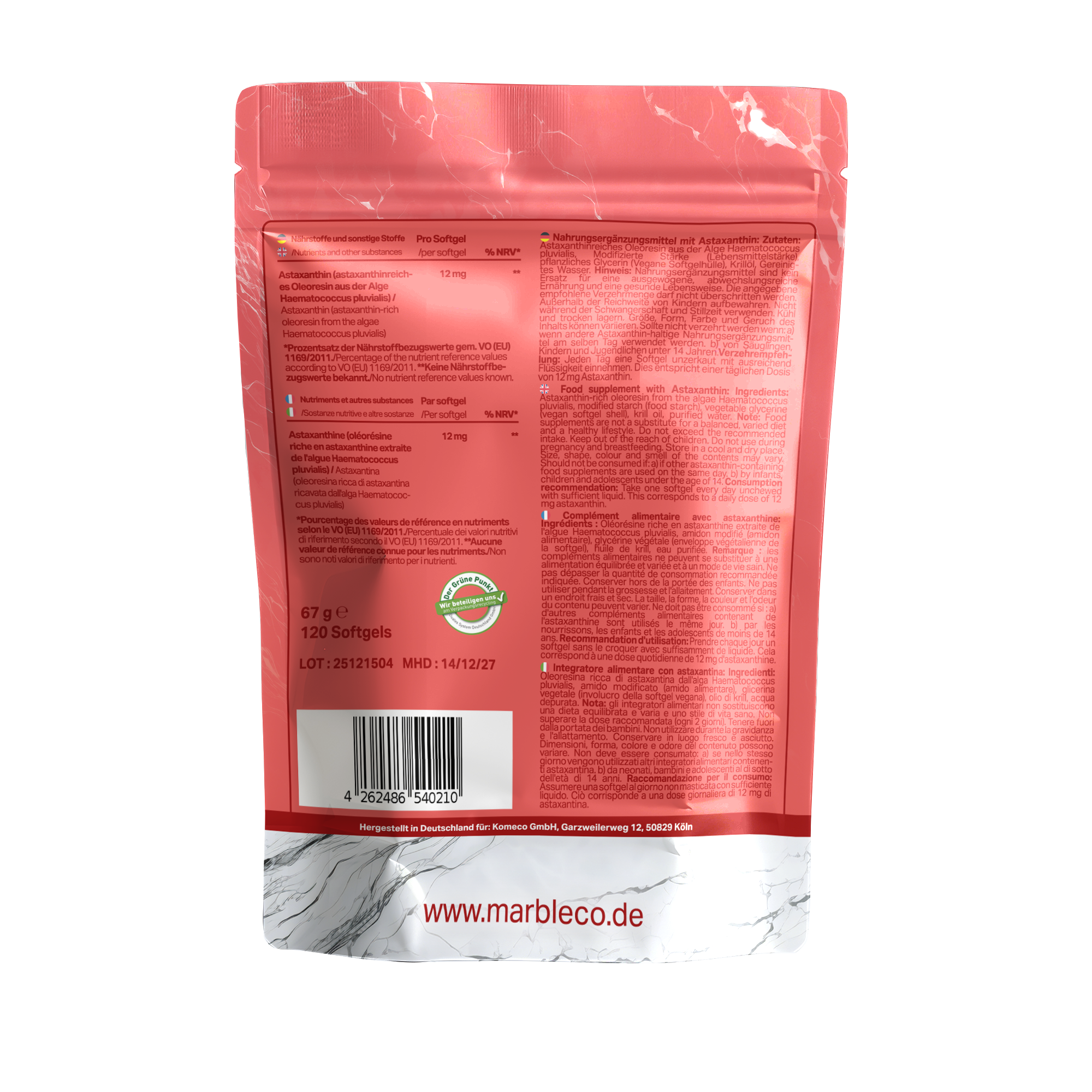 Astaxanthin – natürliches Carotinoid aus der Mikroalge Haematococcus pluvialis