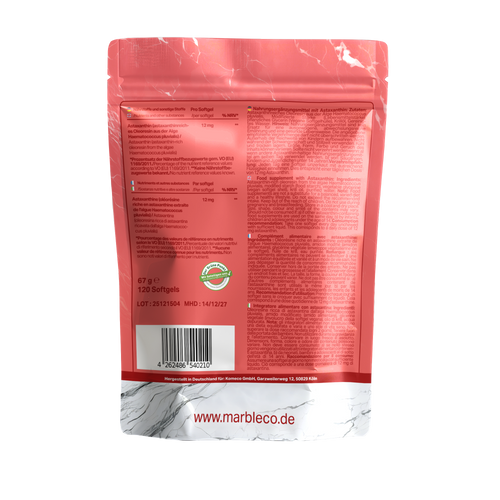 Astaxanthin – Natürliches Carotinoid aus der Haematococcus-Mikroalge | Hochdosiert & vegan | 120 Kapseln