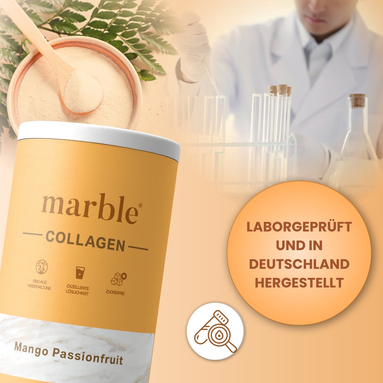 Collagen – Mango-Passionfruit | Kollagenpeptide mit natürlichem Aroma | 450 g