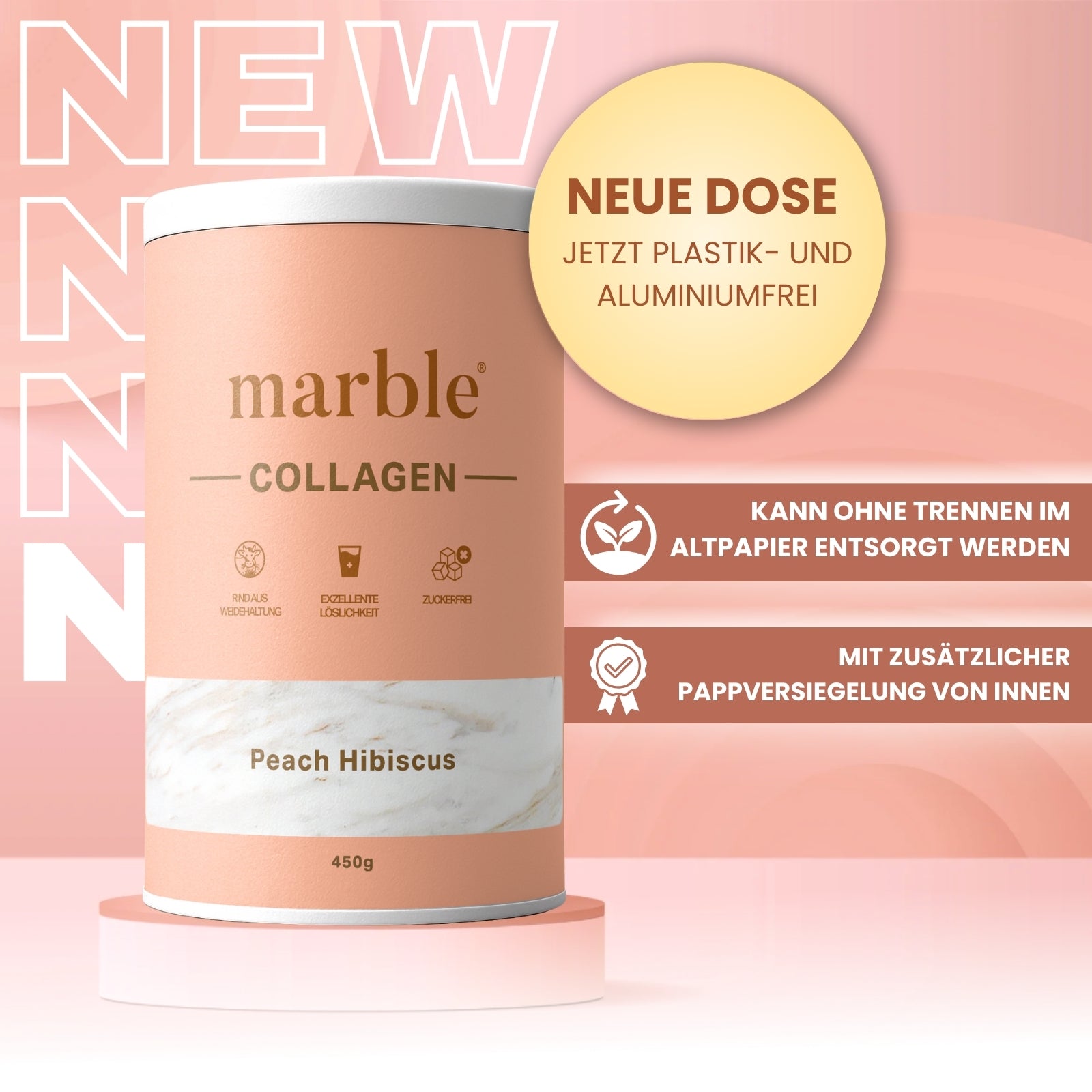 Collagen – Peach Hibiscus | Kollagenpeptide mit natürlichem Aroma | 450 g