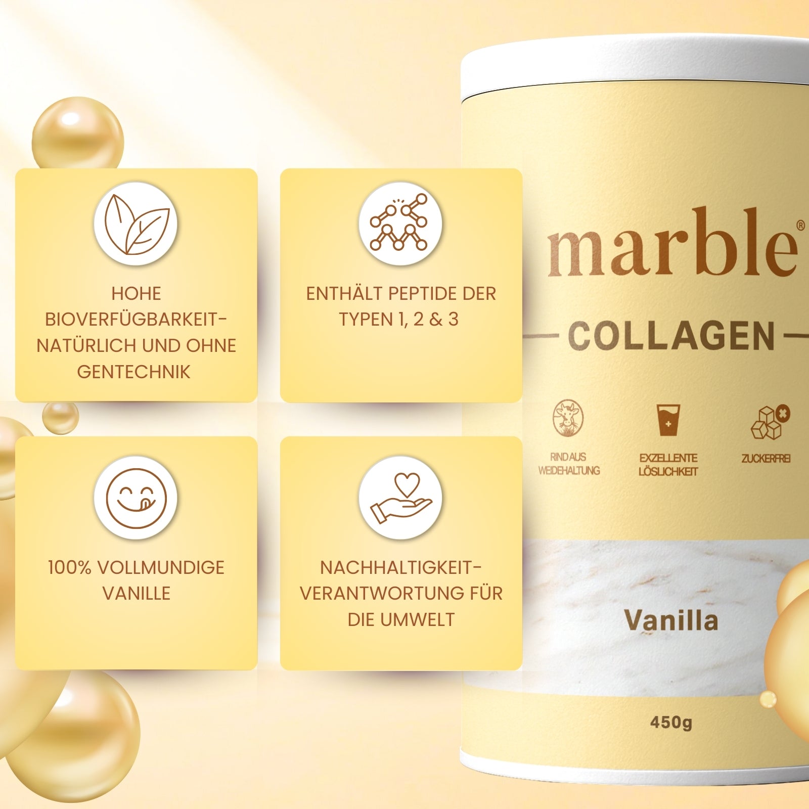 Collagen – Vanilla | Kollagenpeptide mit natürlichem Aroma | 450 g