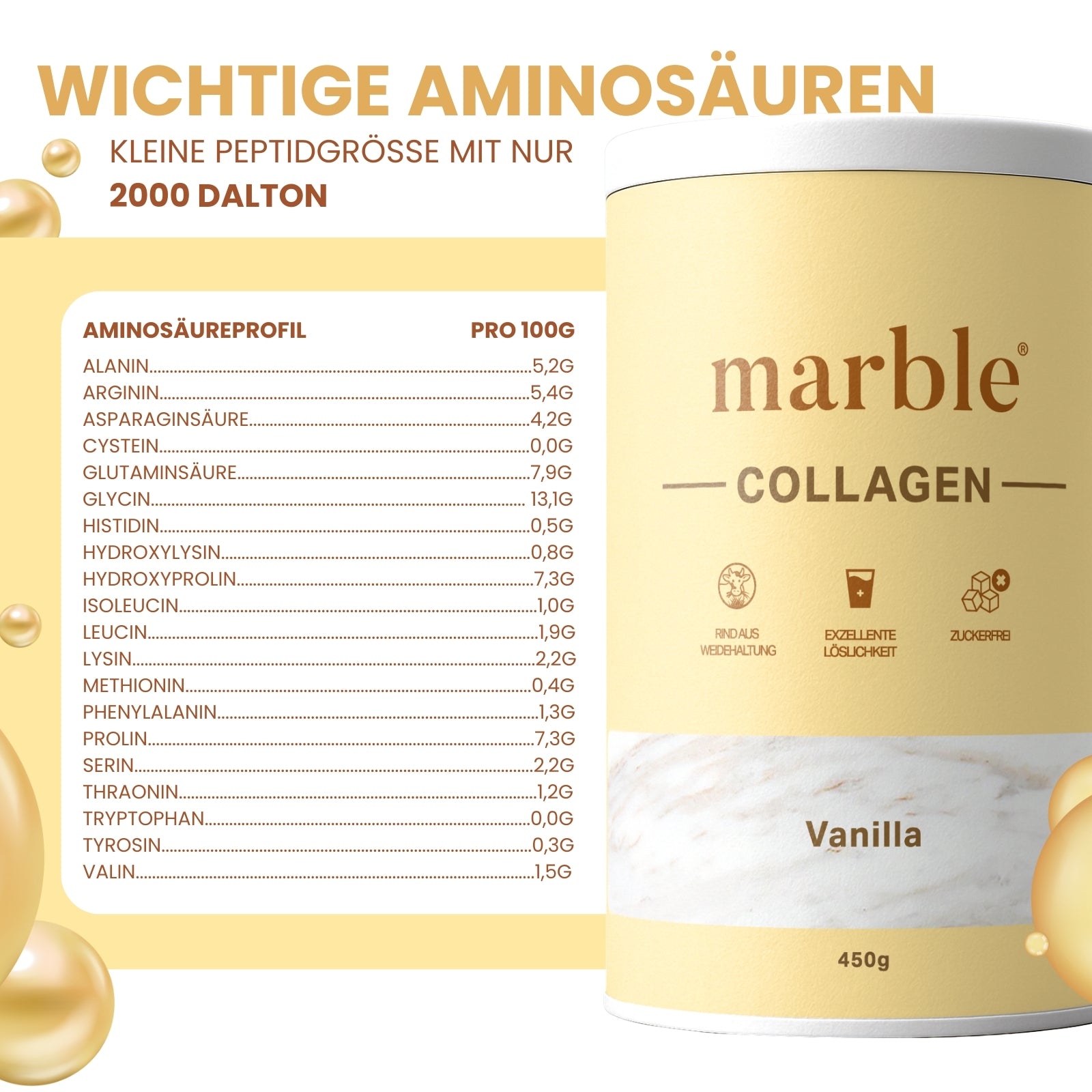 Collagen – Vanilla | Kollagenpeptide mit natürlichem Aroma | 450 g