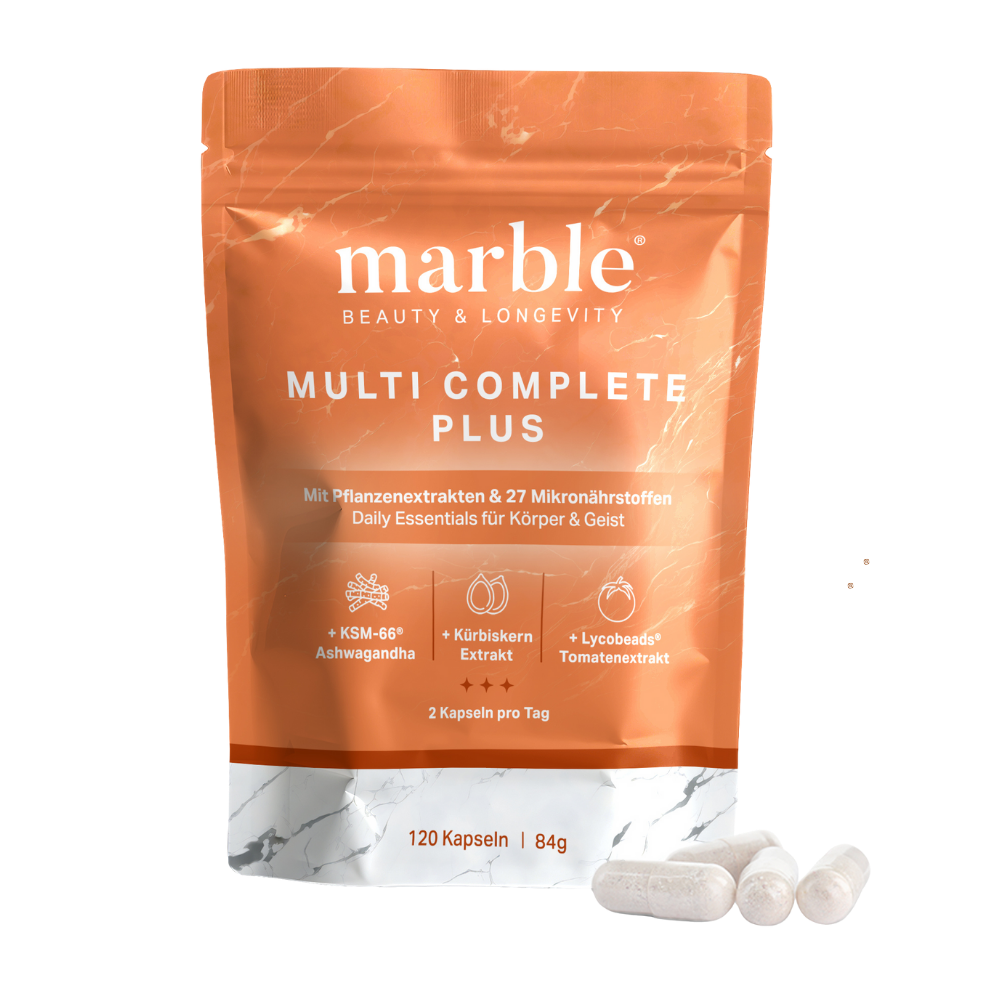 Multi Complete Plus mit 27 Mikronährstoffen & Pflanzenextrakten.