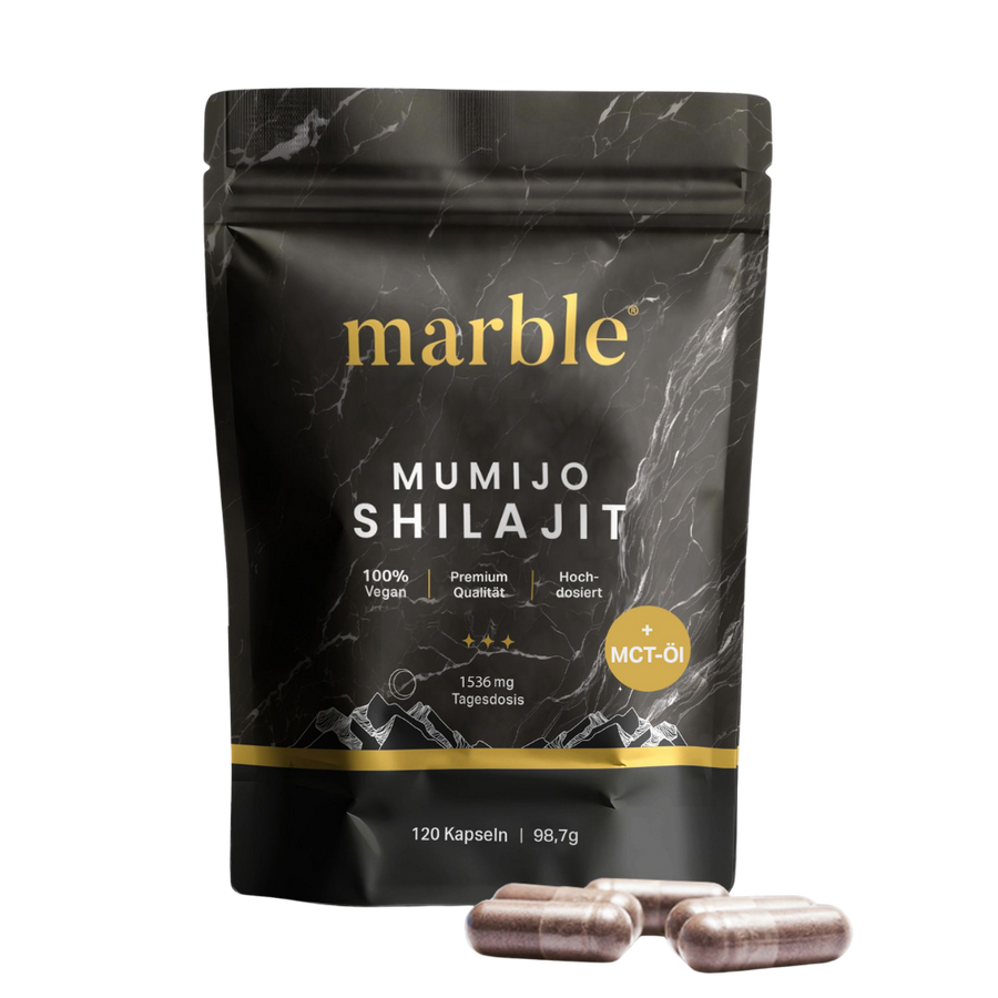 Mumijo Shilajit – Ayurvedisches Mineralkonzentrat aus den Hochgebirgsregionen Asiens | 10:1 Extrakt mit MCT-Öl | 120 Kapseln