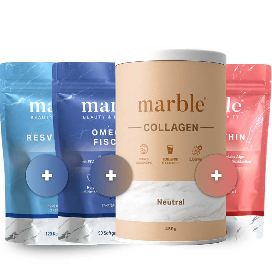 Complete Pro – Collagen + Omega-3 + Resveratrol + Astaxanthin | Das 4-Produkt Longevity-Set
