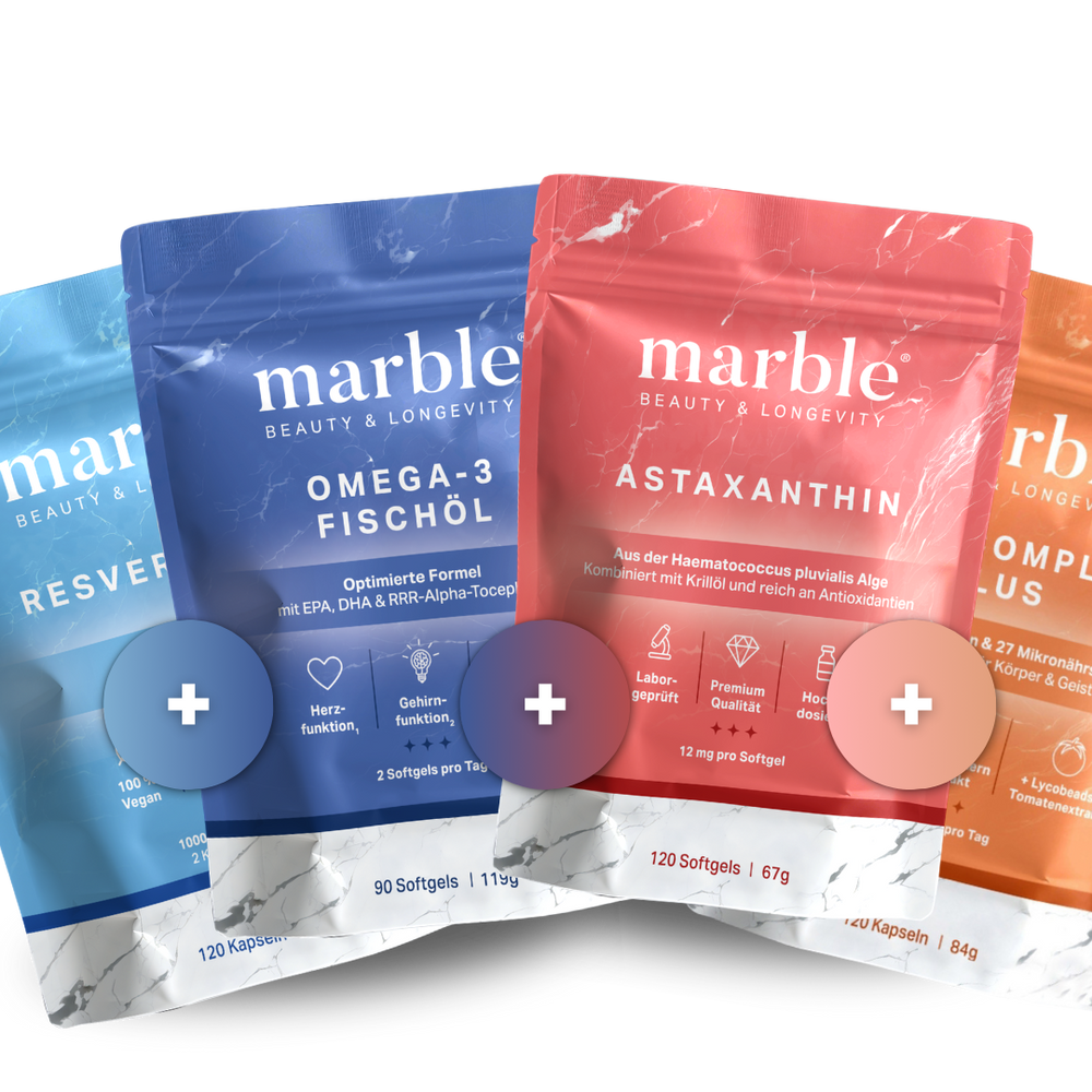 360° Essentials – Resveratrol + Omega-3 + Astaxanthin + Multi Complete | Das 4-Produkt Kapsel-Set