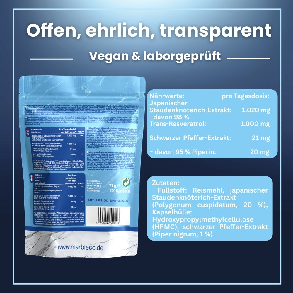 Resveratrol – pflanzlicher Premium-Komplex aus dem japanischen Staudenknöterich