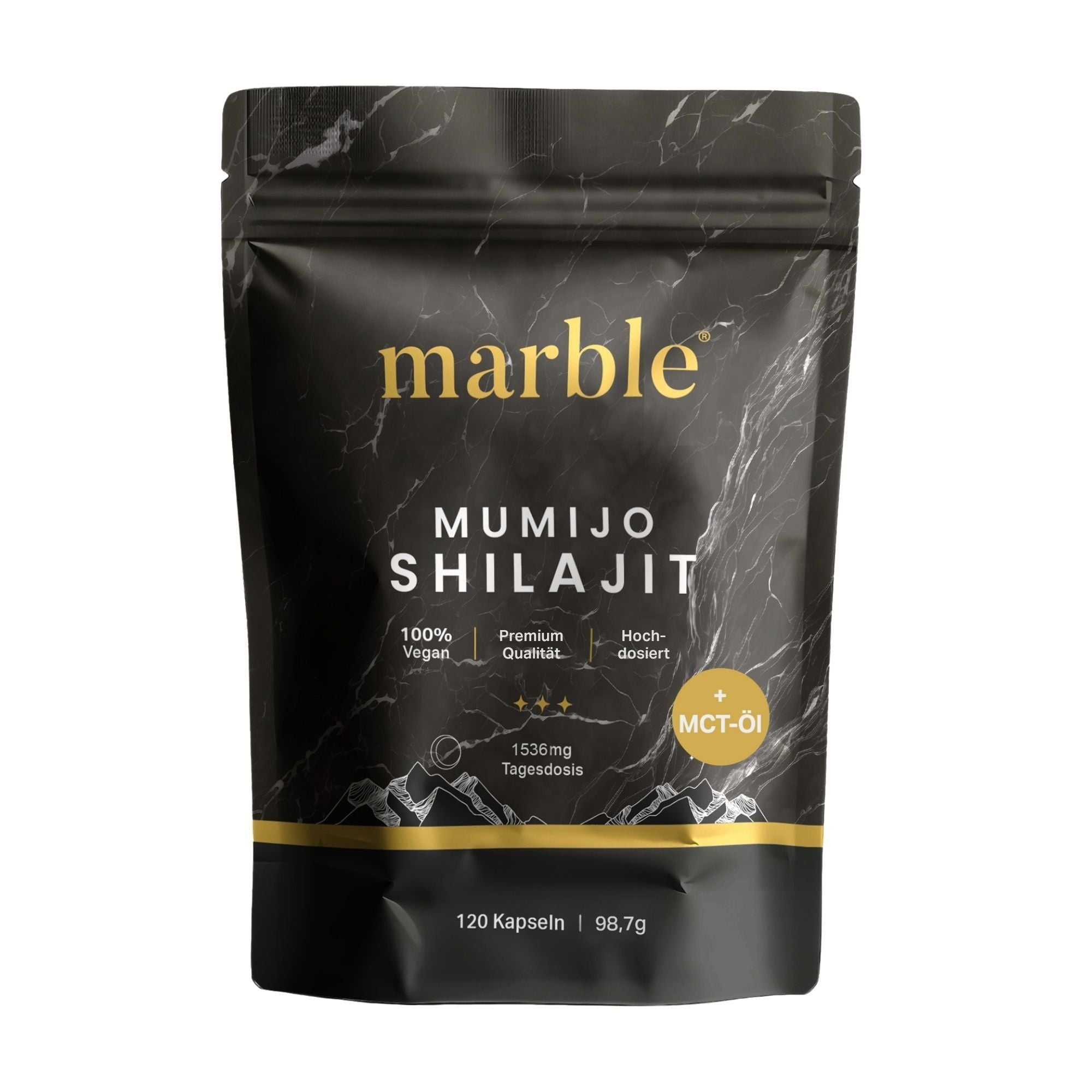 Mumijo Shilajit – 120 Kapseln | Reines 10:1 Shilajit-Extrakt mit MCT-Öl