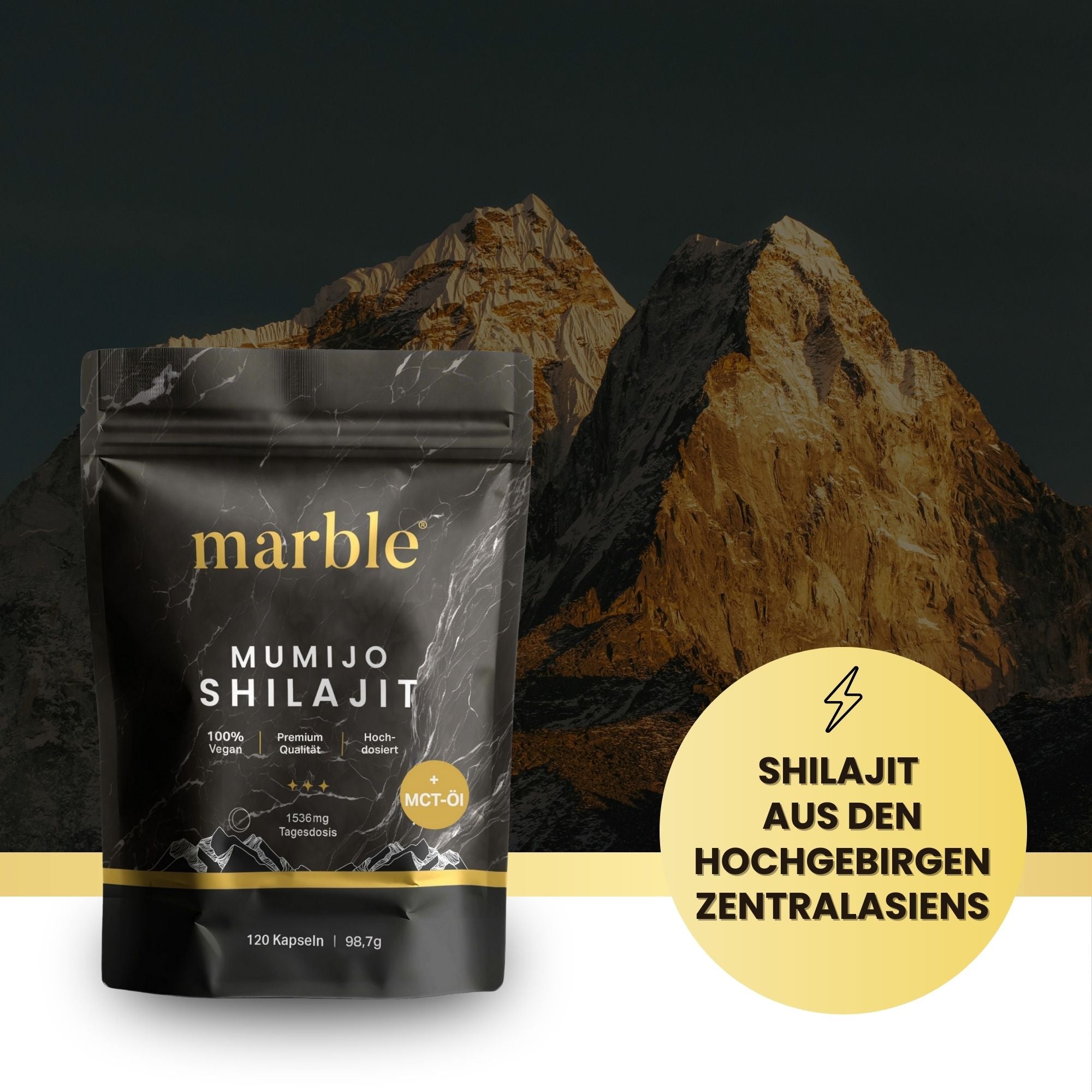 Mumijo Shilajit – 120 Kapseln | Reines 10:1 Shilajit-Extrakt mit MCT-Öl