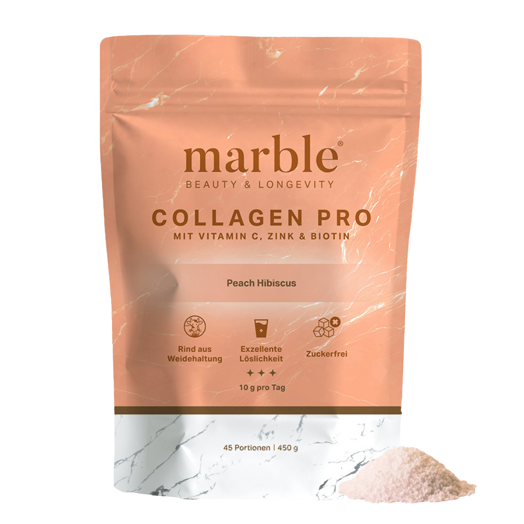 Collagen Pro – Peach Hibiscus 450g | Reines Weidekollagen mit Vitamin C, Zink & Biotin