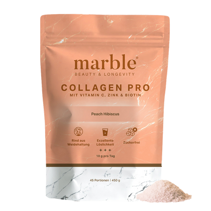 Collagen Pro – Peach Hibiscus 450g | Reines Weidekollagen mit Vitamin C, Zink & Biotin