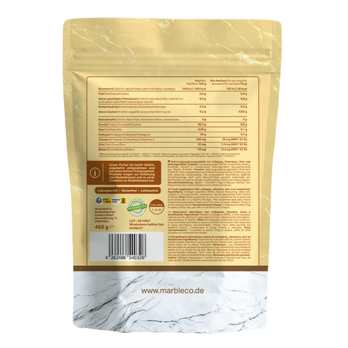 Collagen Pro – Vanilla 450g|Reines Weidekollagen mit Vitamin C, Zink & Biotin